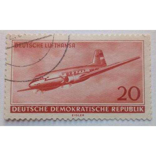 ГДР 1956 Самолет, 20 Pfg, гашеная