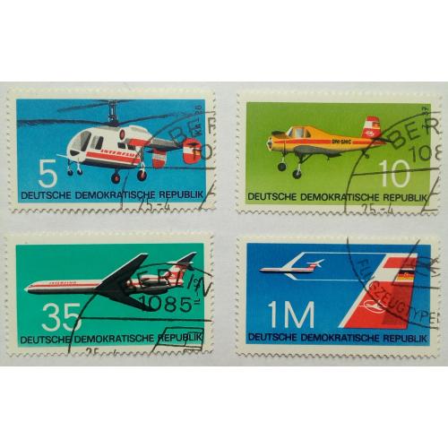 ГДР 1972 Авиация, самолеты, геликоптеры, гашеные