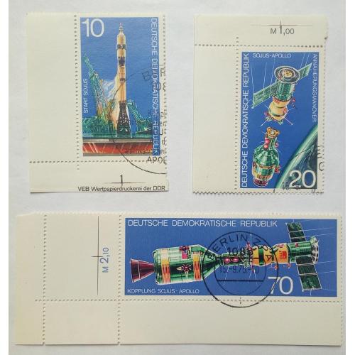 ГДР 1975 Космический полет США-СССР, гашеные с полями