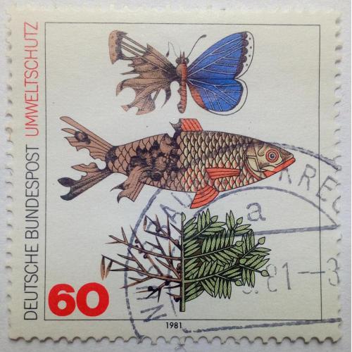 Германия 1981 Бабочка, рыба, ель, гашеная