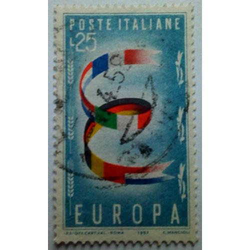 Италия 1957 Европа, марка, 25L, гашеные