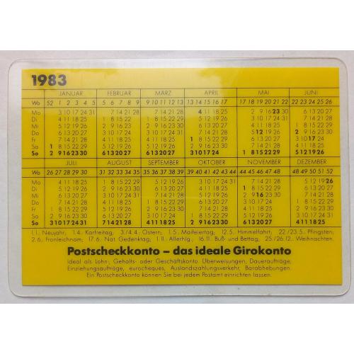 Календарь 1983 Postscheckkonto, ФРГ (пластик)