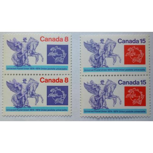 Канада 1974 100 лет международной почте UPU, сцепки, MNH