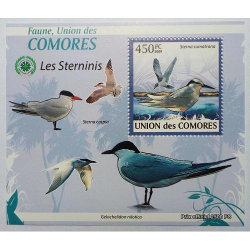 Коморские острова, Коморы 2009 Птицы, морская фауна, блок, MNH (КЦ=11 евро)(I)