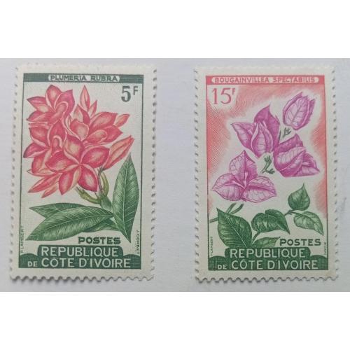 Кот д'Ивуар 1961 Цветы (2 марки), MNH (КЦ=2,5 евро)