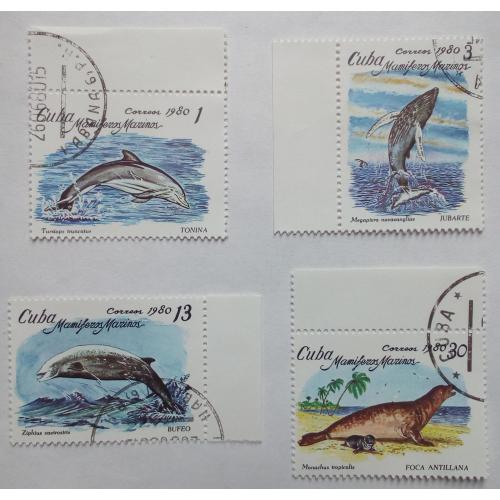 Куба 1980 Морские животные, дельфины, киты, гашеные