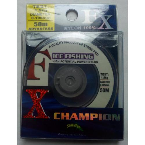 Леска Strike Pro FX Champion Ice Fishing 0,105 мм, 50 м (новая)(I)