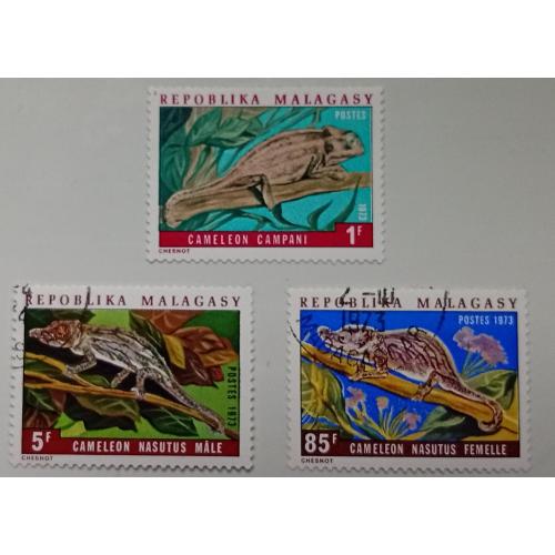 Мадагаскар 1973 Хамелеоны, 3 марки, гашеные