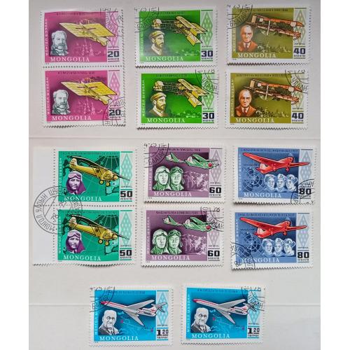 Монголия 1978 Авиапочта, авиация, сцепки + отдельно, гашеные