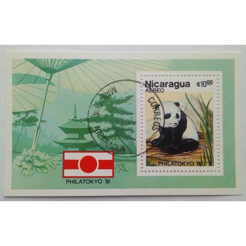 Никарагуа 1981 Панда, фауна, блок, гашеный (КЦ=1,6 евро)