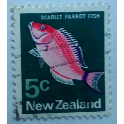 Новая Зеландия 1970-76 Рыба, Скарлет Паррот, гашеная