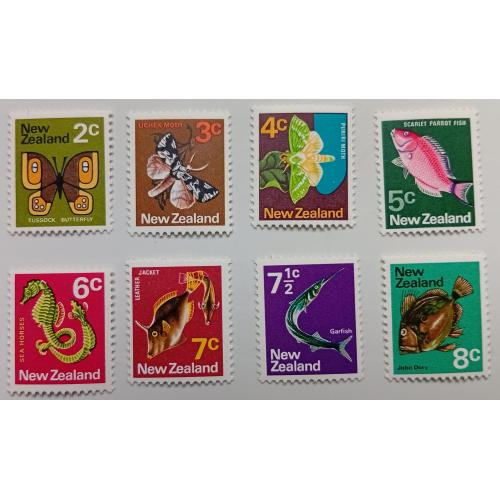 Новая Зеландия 1970-76 Стандарт, фауна, 8 марок, MNH