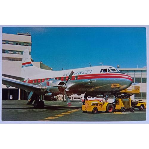 Открытка Самолет SWA-Southwest Airways Martin 2-0-2