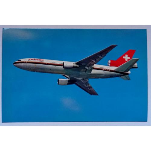 Открытка Самолет Swissair McDonnell Douglas DC-10-30