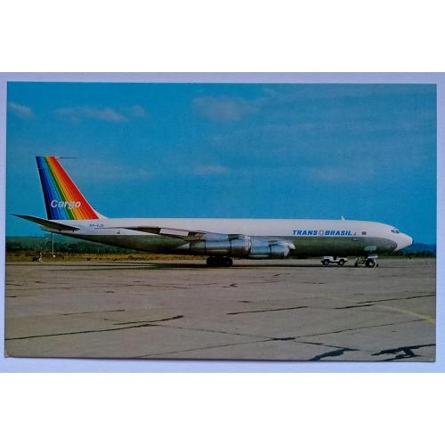 Открытка Самолет Trans Brasil Boeing 707-341C