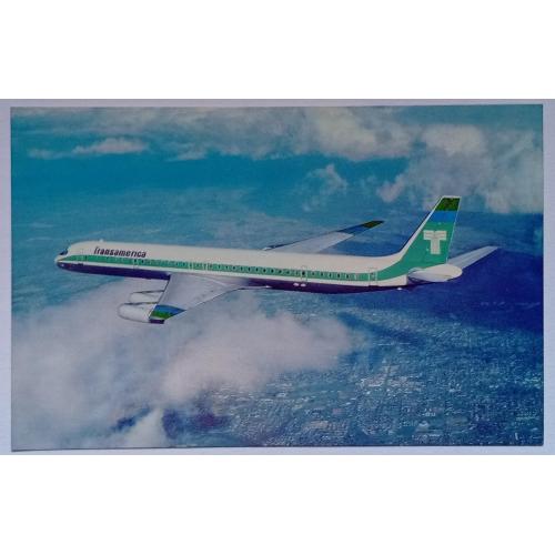 Открытка Самолет Transamerica Airlines DC-8-63