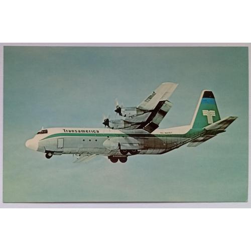 Открытка Самолет Transamerica Airlines Lockheed Hercules L-100-30