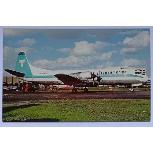 Открытка Самолет Transamerica Airlines Lockheed L-188CF Electra