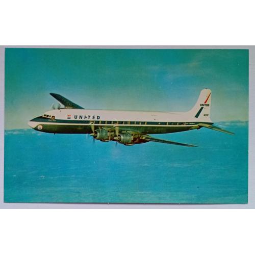 Открытка Самолет United Air Lines DC-7