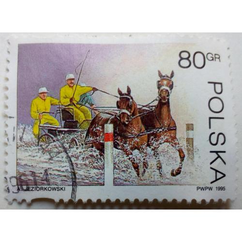 Польша 1995 Лошади, скачки, гашеная