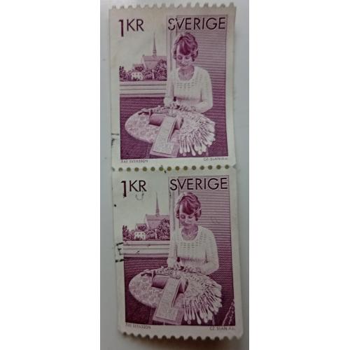 Швеция 1976 Вышивание, сцепка, гашеная