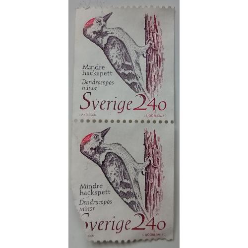 Швеция 1989 Дятел, сцепка, гашеная(I)