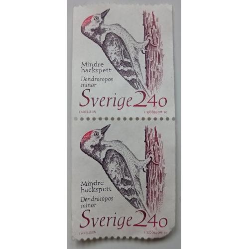 Швеция 1989 Дятел, сцепка, гашеная