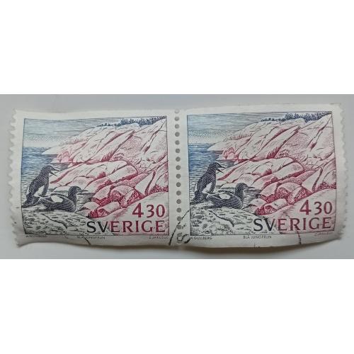 Швеция 1989 Птицы, видовые, сцепка, гашеная