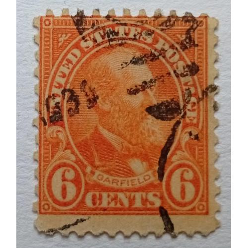 США 1922 Джеймс Гарфилд, 6с, гашеная, смещение поля, редкость