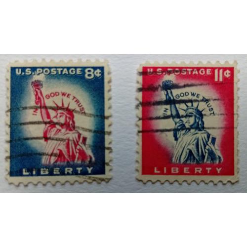 США 1954 Статуя Свободы, 2 марки, гашеные