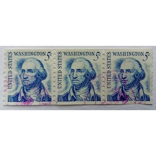 США 1966 Джордж Вашингтон, тройная сцепка, гашеная