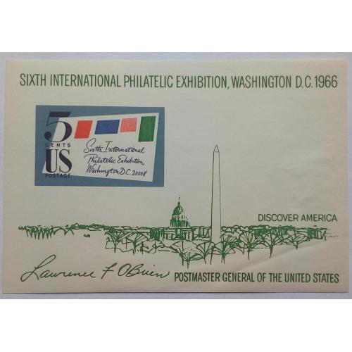 США 1966 Международная филателистическая выставка, блок, MNH