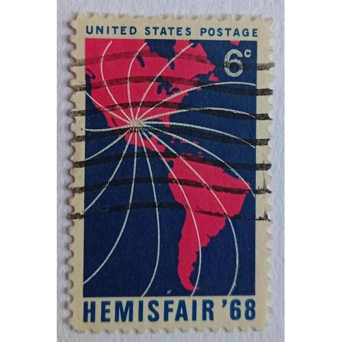 США 1968 Карта Америки, гашеная
