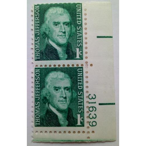 США 1968 Томас Джефферсон, сцепка, MNH