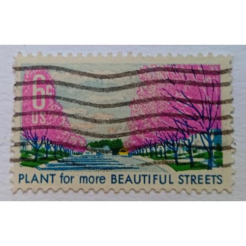 США 1969 Деревья, дорога, гашеная