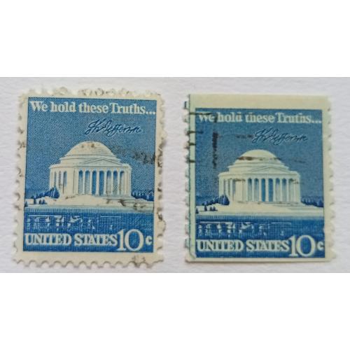 США 1973 Мемориал Джефферсону, гашеные (разновидности)