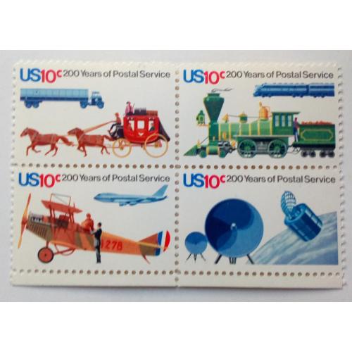 США 1975 Почтовый сервис, квартблок, MNH