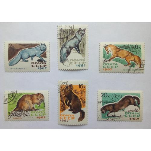 СССР 1967 Животные, фауна, лисица, песец, гашеные