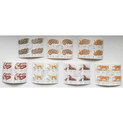 СССР 1977 Фауна, 7 марок, квартблоки, гашеные