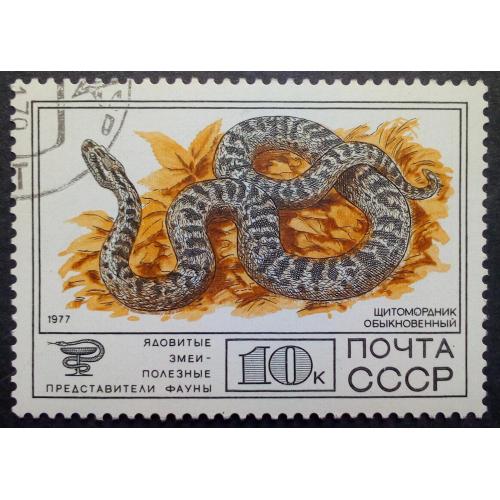 СССР 1977 Фауна, змеи, щитомордник, гашеная