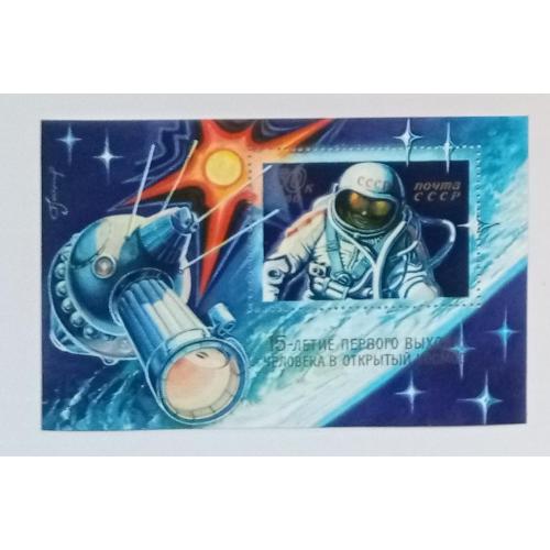СССР 1980 15-летие первого выхода в открытый космос, блок, MNH