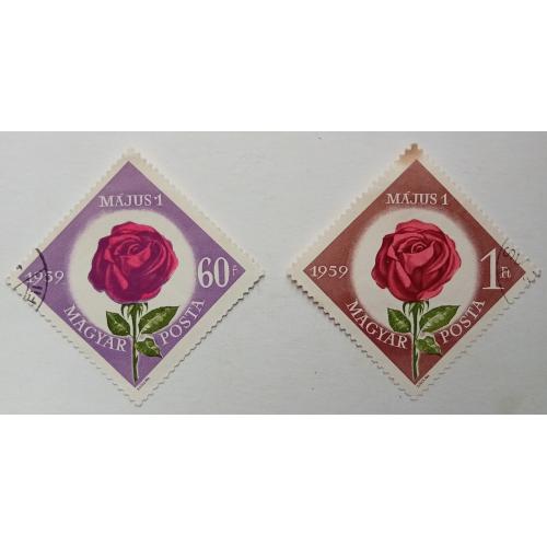 Венгрия 1959 День труда, розы, гашеные