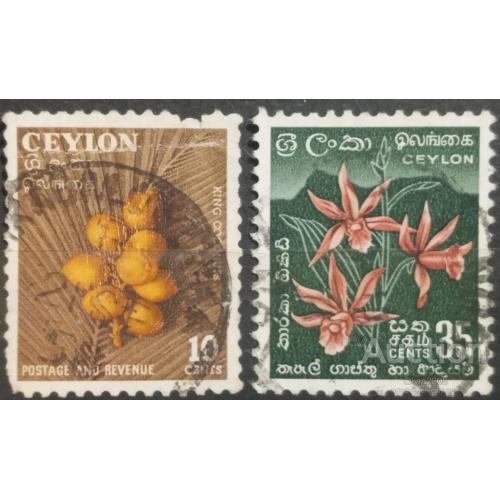 Цейлон Шри-Ланка Марки цветі стандарт 1954 2 шт гашеные
