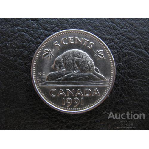 Канада 5 центов 1991 Бобер