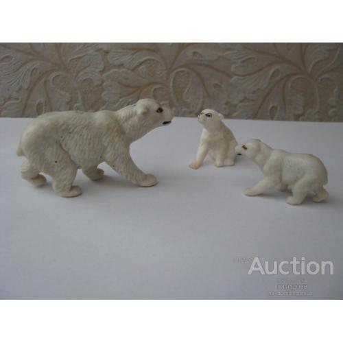Набор игрушек Игрушки ГДР VEB Plaho Плахо звери животные зоопарк белые медведи 3 шт пластик