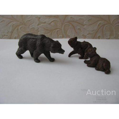 Набор игрушек Игрушки ГДР VEB Plaho Плахо звери животные зоопарк медведи 3 шт пластик