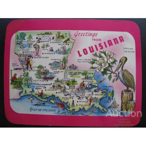 США Открытка Привет из Луизианы Чистая