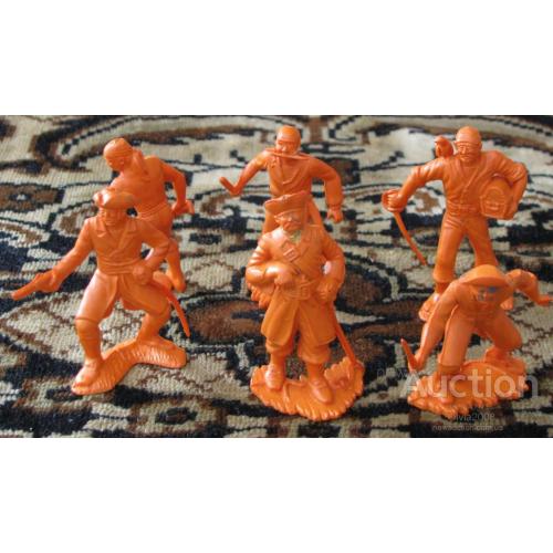 СССР Игрушки Солдатики Пираты ДЗИ оранжевые редкий цвет  6 шт Редкие