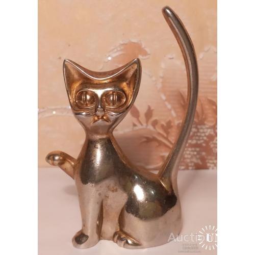статуэтка Кот Кошка Металл держатель для колец Винтаж