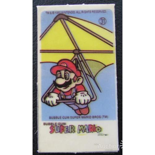 Super Mario наклейка от жвачки номер №31 Марио на дельтаплане